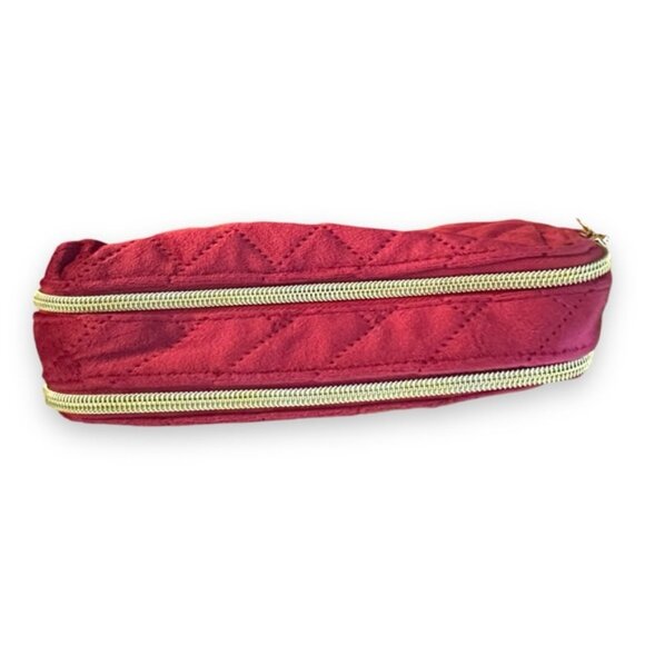 Burgundy Velour Double Pocket Zippered Bag - Picture 3 of 6